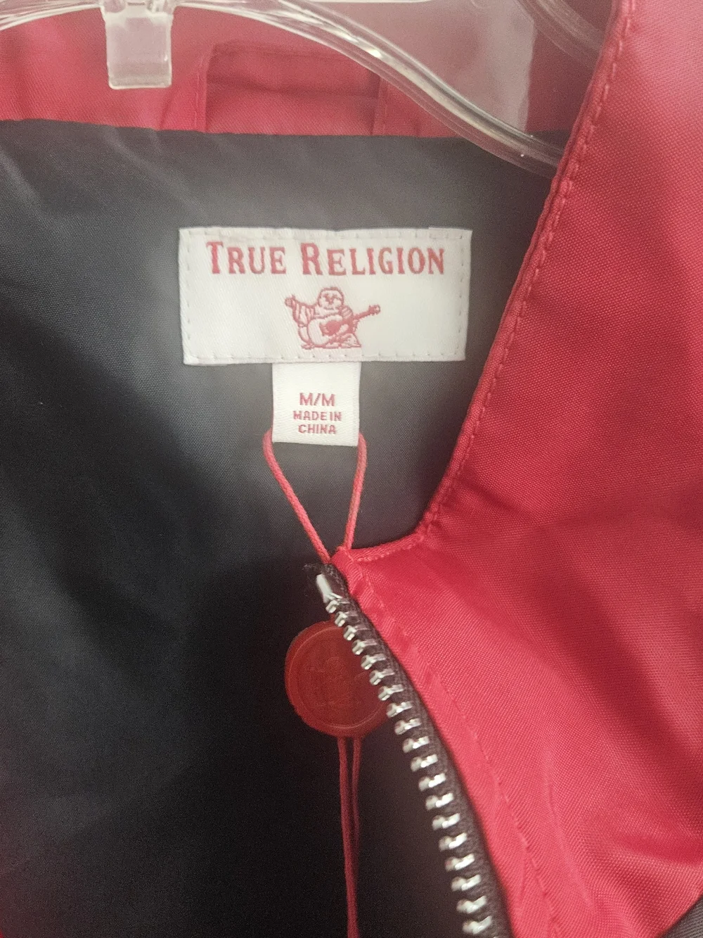 True Religion Dark Red and Black Colorblock Windbreaker